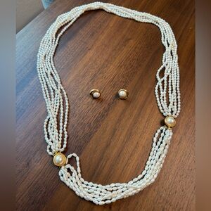 Elegant Pearl Necklace and Earring Set